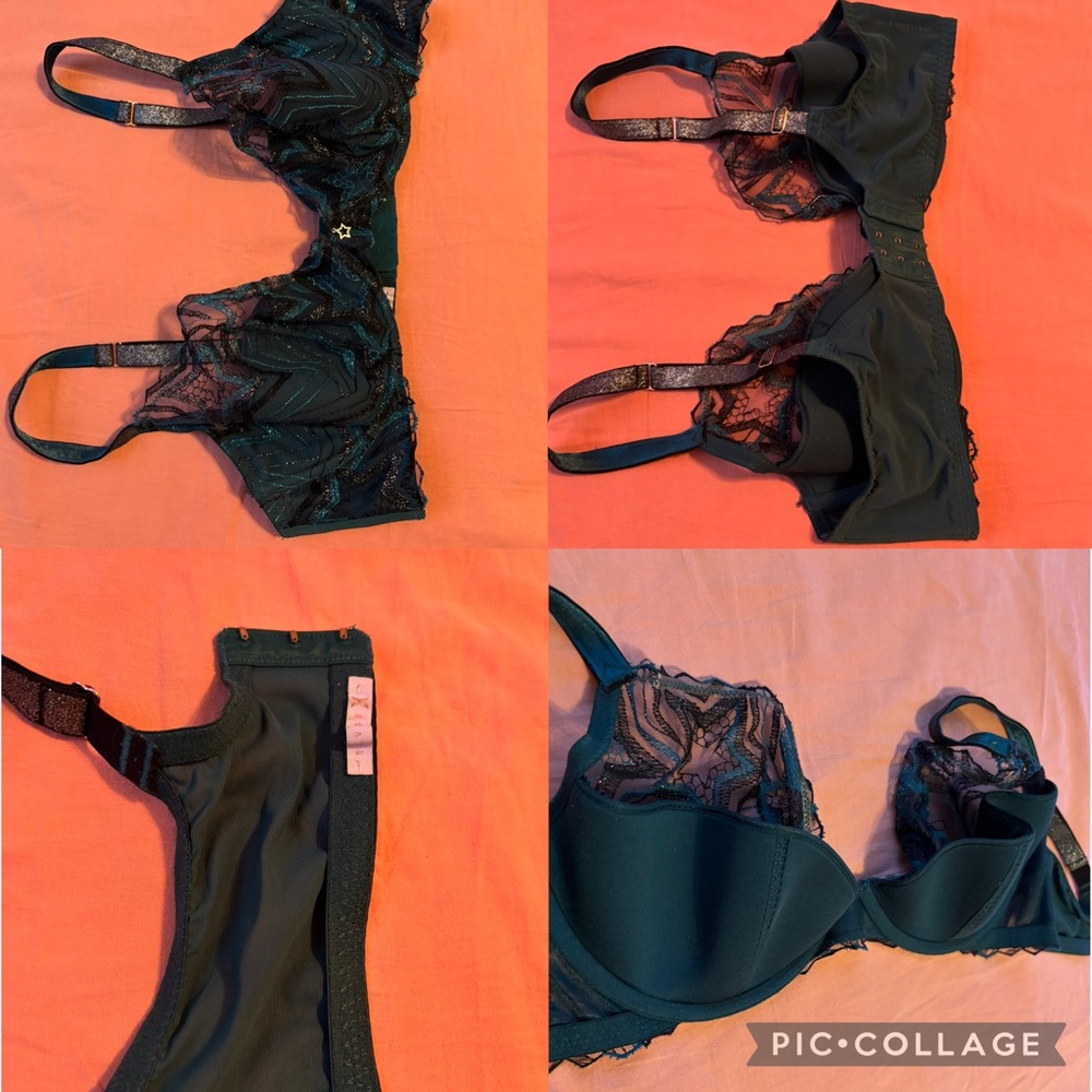 Savage X Fenty Black and Green Lace Bra